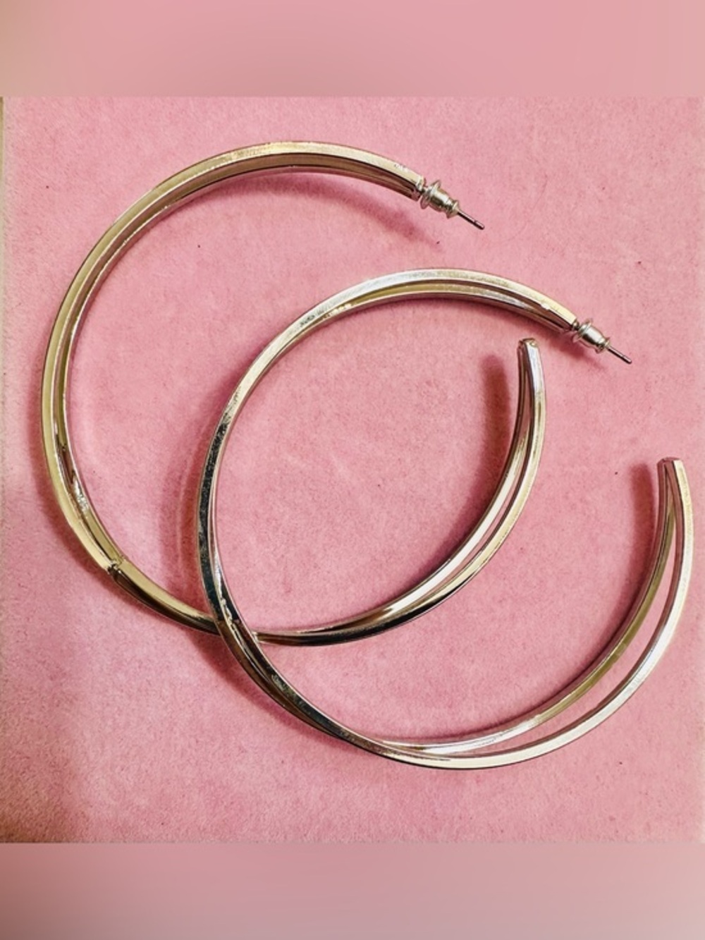 NWT Oversized Silver Tone Hoop Earrings